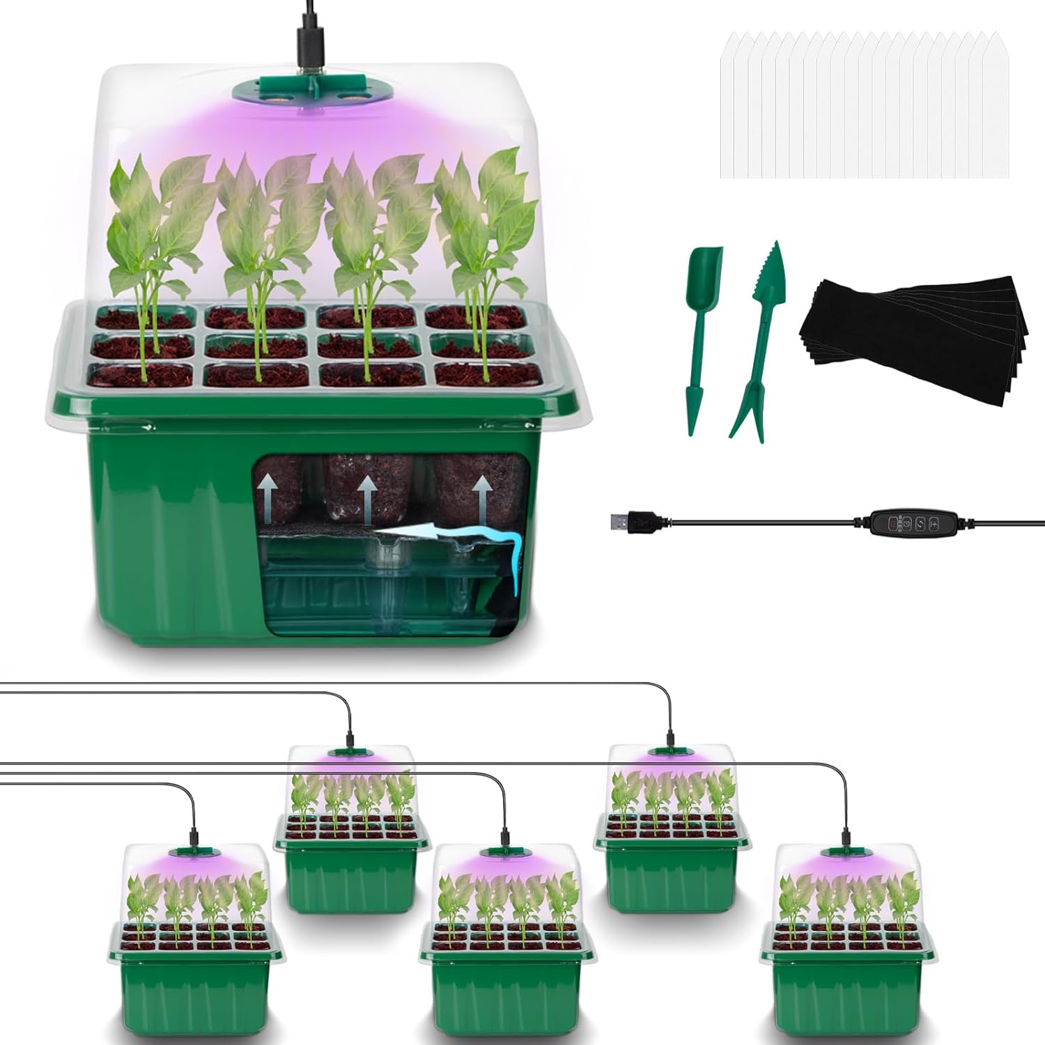 Humidity Dome Kit - Многоразовый пластиковый набор из 6 лотков
